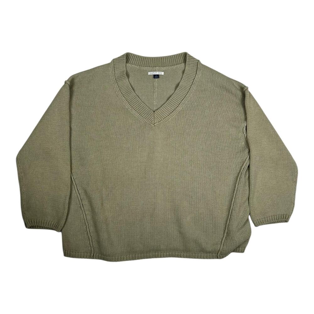 American Eagle Sweater Womens Large Green V Neck Relaxed Fit Pullover Knit